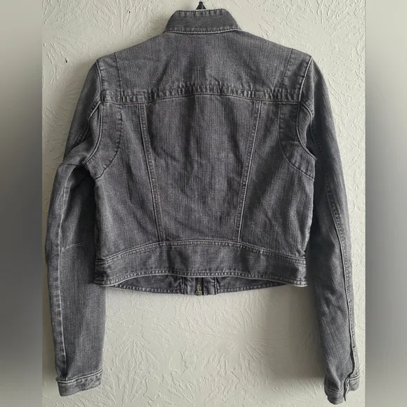 Vintage Y2K GAP 1969 Gray Washed Denim Crop Jacket M - Picture 4 of 7